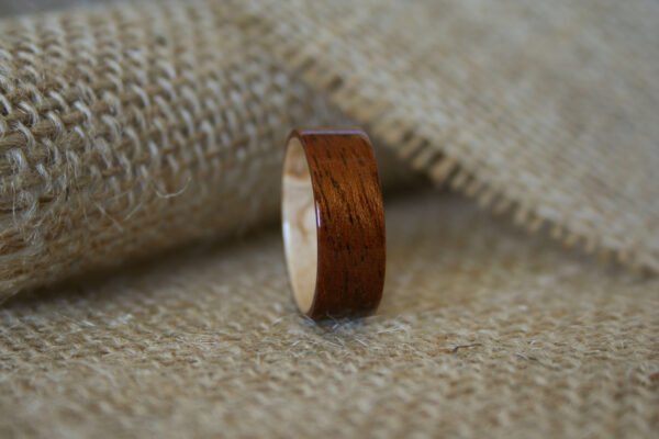 mahoghany+wooden+ring+with+birds+eye+maple+lining Img